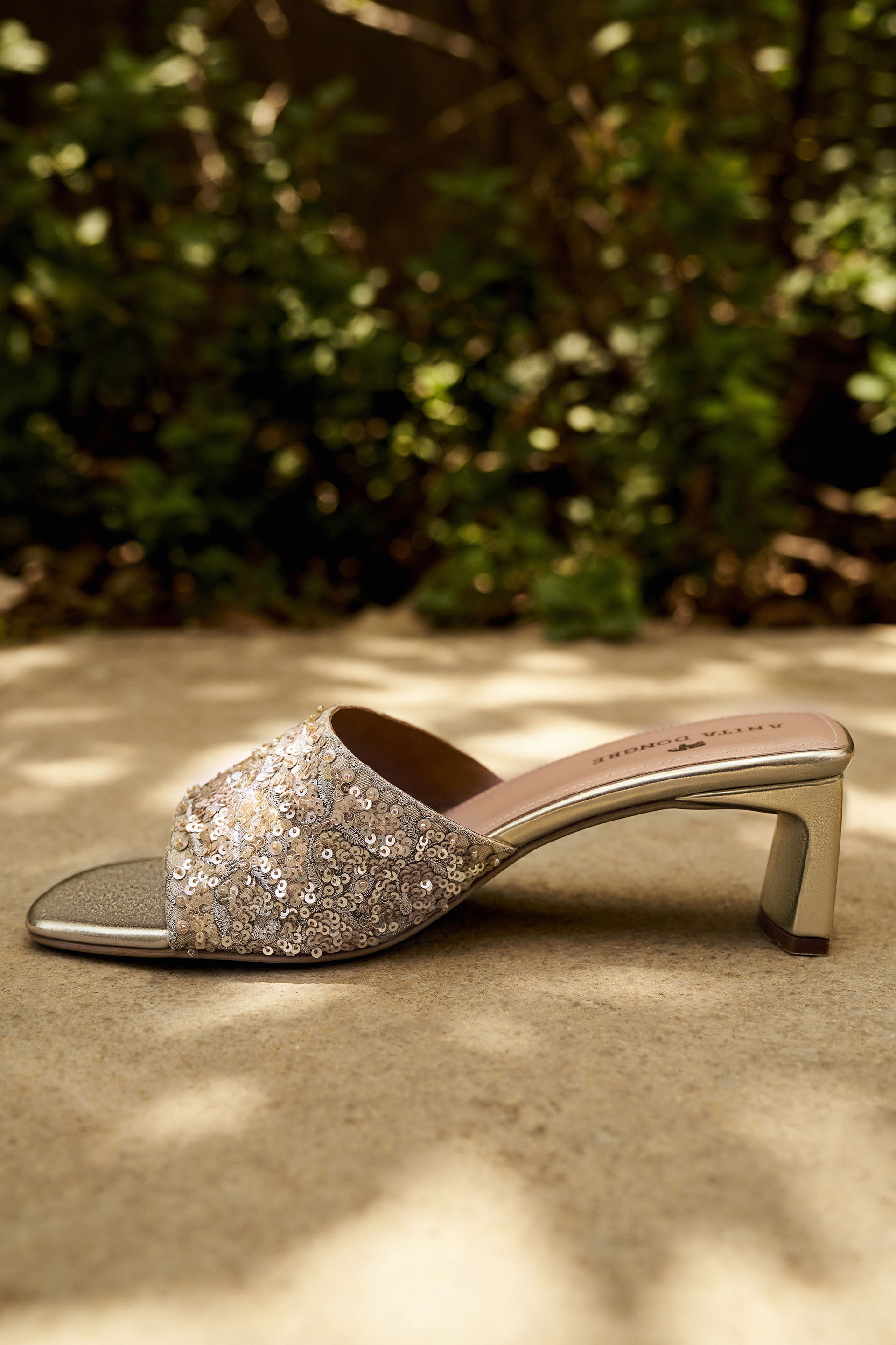 Golden Blossom Hand embroidered Heels Gold